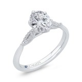 Shah Luxury 14K White Gold Oval Cut Diamond Engagement Ring (Semi-Mount) photo 2