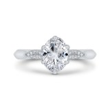 Shah Luxury 14K White Gold Oval Cut Diamond Engagement Ring (Semi-Mount) photo