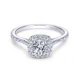 Gabriel & Co. 14k White Gold Victorian Halo Engagement Ring photo