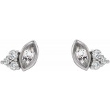 14K White Sapphire & .05 CTW Diamond Earrings photo 2