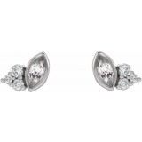 14K White Sapphire & .05 CTW Diamond Earrings photo 2