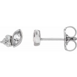 14K White Sapphire & .05 CTW Diamond Earrings photo