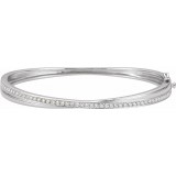 14K White 1 CTW Diamond Criss-Cross Bangle Bracelet photo