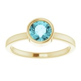 14K Yellow 6 mm Round Blue Zircon Ring photo 3