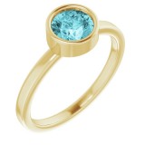 14K Yellow 6 mm Round Blue Zircon Ring photo