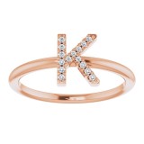 14K Rose .06 CTW Diamond Initial K Ring photo 3