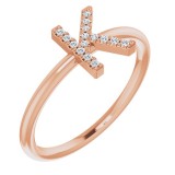 14K Rose .06 CTW Diamond Initial K Ring photo