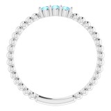 14K White Aquamarine Beaded Ring photo 2