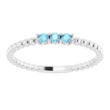 14K White Aquamarine Beaded Ring photo 3