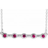 14K White Ruby Bezel-Set Bar 16 Necklace photo