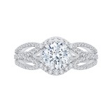 Shah Luxury 14K White Gold Round Diamond Engagement Ring with Split Shank (Semi-Mount) photo