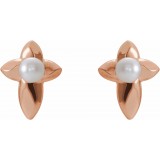 14K Rose Freshwater Cultured Pearl Cross Earrings photo 2
