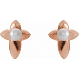14K Rose Freshwater Cultured Pearl Cross Earrings photo 2