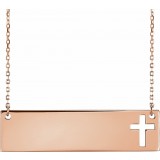 14K Rose Pierced Cross Bar 16-18 Necklace photo