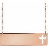 14K Rose Pierced Cross Bar 16-18 Necklace photo