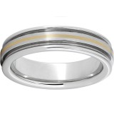 Serinium Rounded Edge Band with a 1mm 18K Yellow Gold Inlay and Satin Finish photo