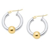 Sterling Silver 14K Gold Single Bead earrings photo